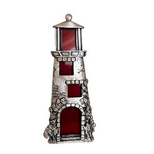 Vintage Pewter Lighthouse Picture Frame Silver Tone Nautical Coastal